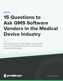 (cover) 15 Questions to Ask QMS Software Vendors in the Medical Device Industry