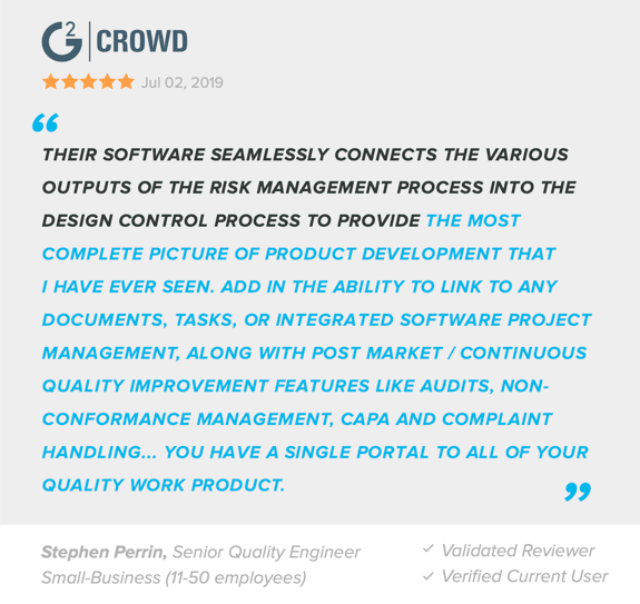 g2-review-greenlight-guru-medical-device-qms-software-vendor-risk-management-design-controls