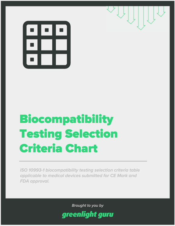 Biocompatibility Testing Selection Criteria Chart - slide-in cover