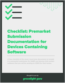 Checklist Premarket Submission Documentation for Devices Containing Software