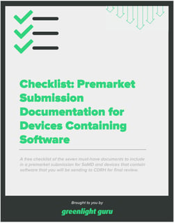 Checklist: Premarket Submission Documentation for Devices Containing Software