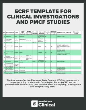eCRF Template for Clinical Investigations and PMCF Studies - Slide-in-cover
