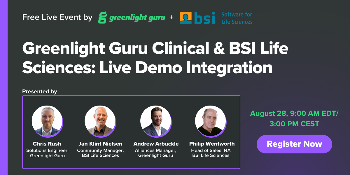Greenlight Guru Clinical & BSI Life Sciences: Live Demo Integration