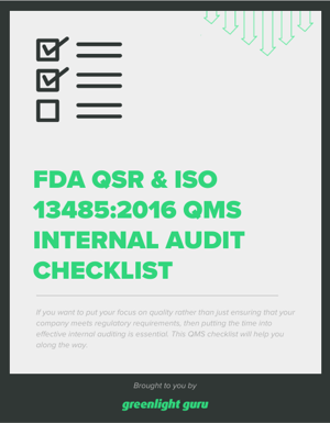 FDA QSR & ISO 134852016 QMS Internal Audit Checklist - Slide-in Cover