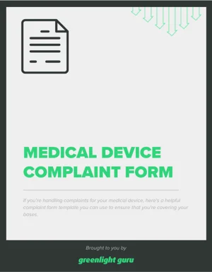 Medical Device Complaint Form - Slide-in-cover
