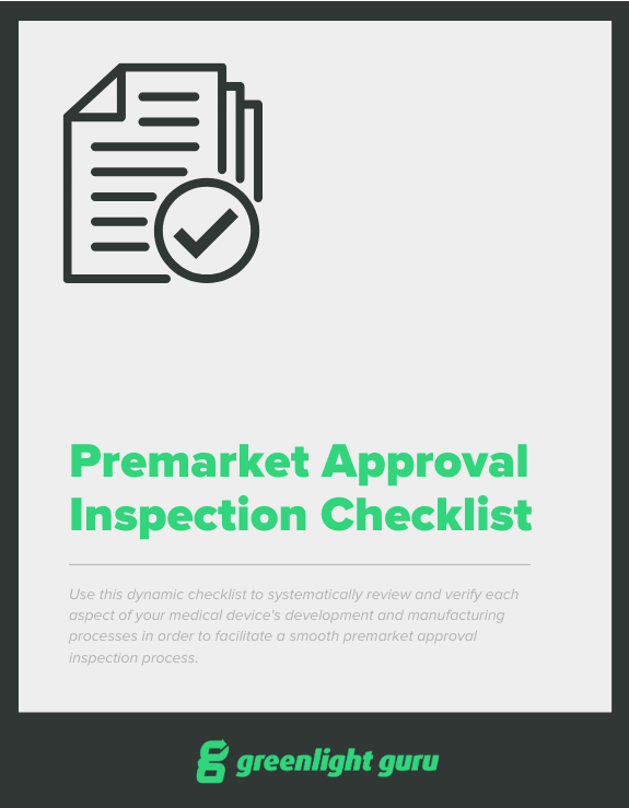 Premarket Approval Inspection Checklist - slide-in cover
