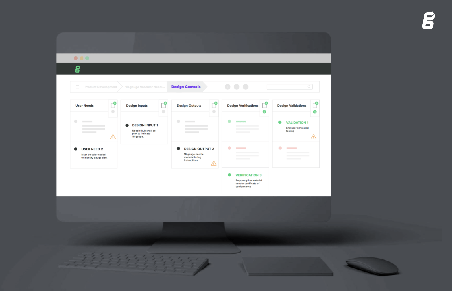 Multi-Level Design Control software Greenlight Guru